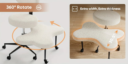 Ergonomic cross-leg office chair,360°rotating stool,height-adjustableseat,lumbar support,extremely comfortablemeditation chair,