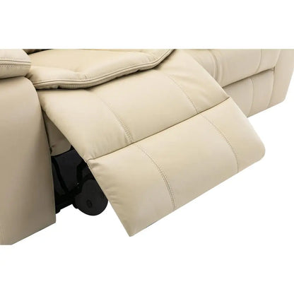 Cream Manual Recliner Loveseat Sofa Set 1+2+3 Seater Pillow Top Arms Pocket Spring Seating Leather Upholstery