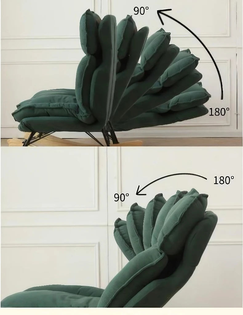 Memory Foam Rocker - Convertible Lounge Chair with Storage Pocket, Breathable Linen Recliner