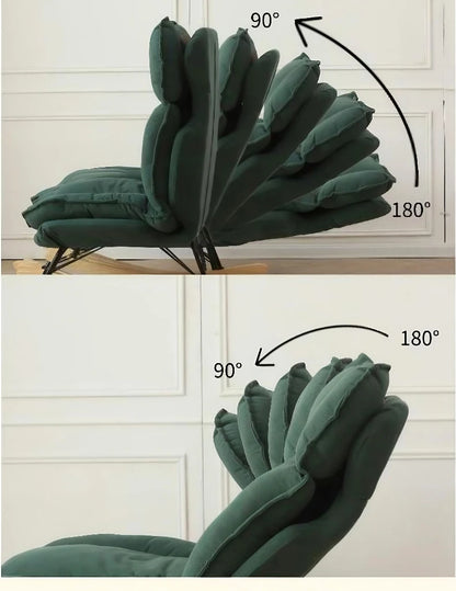 Memory Foam Rocker - Convertible Lounge Chair with Storage Pocket, Breathable Linen Recliner