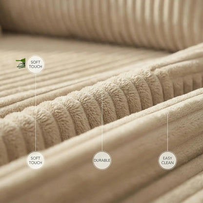 109“L-Shaped Sectional Sofa Boneless Couch Upholstery Cloud Modular Couch with Chaise No Assembly Required Corduroy Fabric Combi
