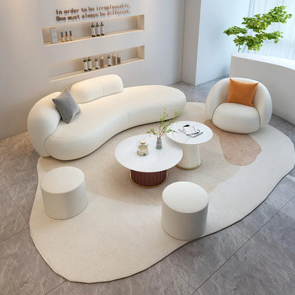Customizable office small apartment technology fabric Nordic light luxury lounge area reception white sofa