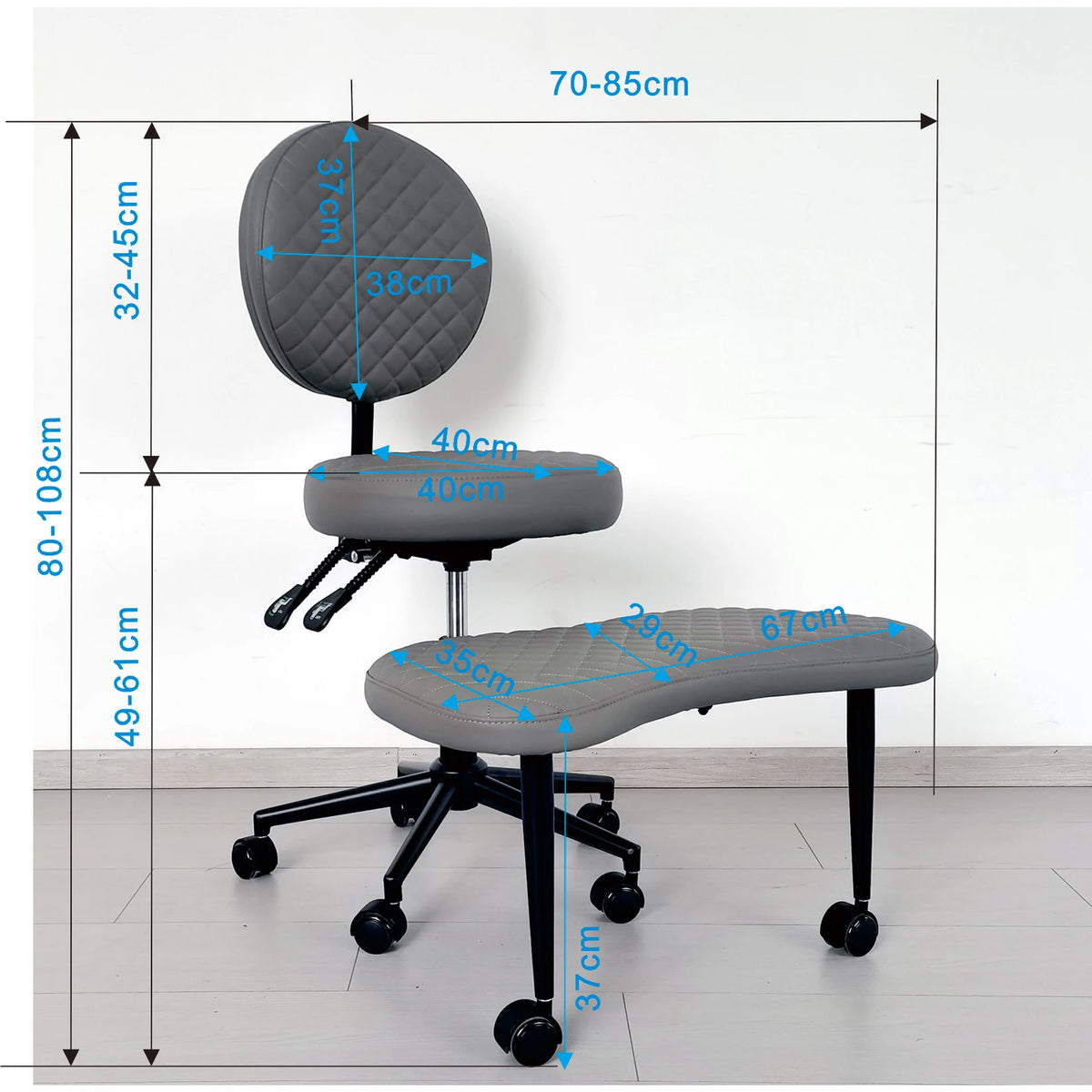 Cross Legged Chair - Meditation Chair With Wheels  ADHD Chair Height Adjustable Seat  Adjustable Footstool