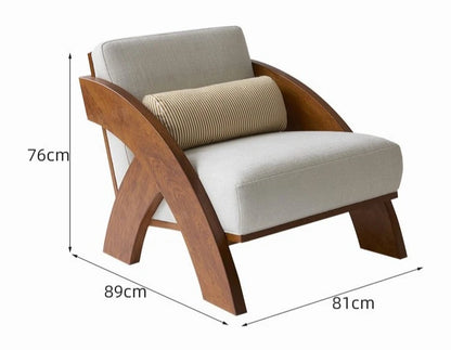 Solid wood living room sofa chair simple household balcony single chair lazy leisure chair