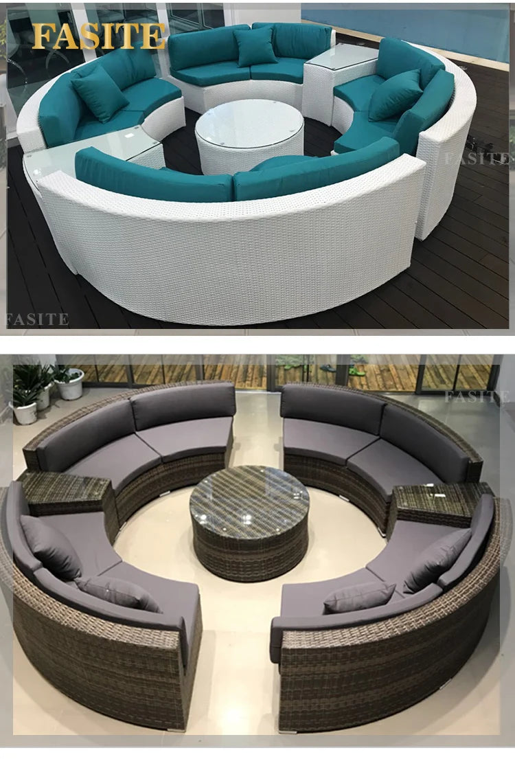Outdoor Rattan Sofa Circular Villa Terrace Courtyard Rattan Art Living Room Leisure