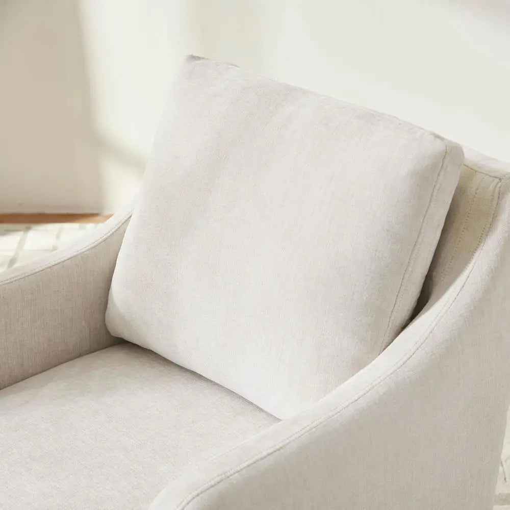 DAFIFY Kitchen Chairs Set of 2, Modern Dining Chairs with 4 Casters, Linen Armchair for Bedroom, Reading, Living Room, Beige