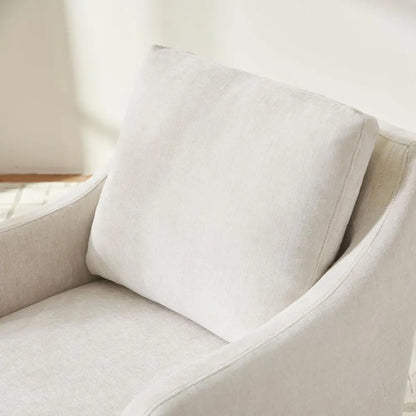 DAFIFY Kitchen Chairs Set of 2, Modern Dining Chairs with 4 Casters, Linen Armchair for Bedroom, Reading, Living Room, Beige