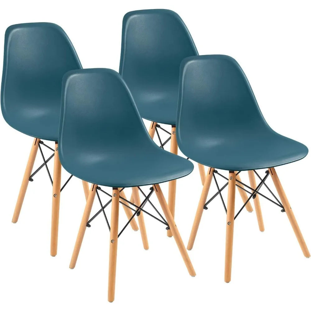 Furmax Modern Style Dining Chair Mid Century Modern DSW Chair, Shell Lounge Plastic Chair for Kitchen Chairs Set of 4(White)