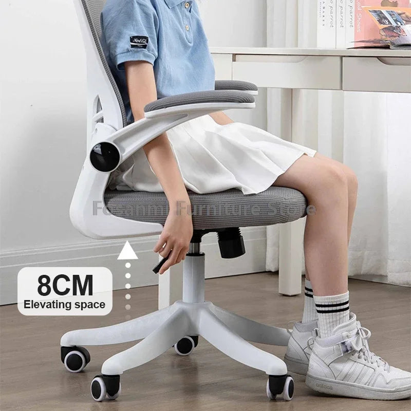 Adjustable Lumbar Support Home Desk Chairs with Armrests Students Study Computer Chair Office Mesh Swivel Chair with Wheels