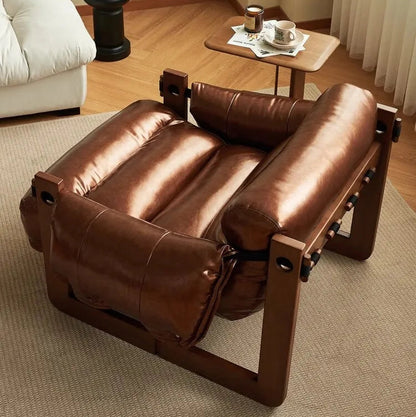 Jersey Leisure Chair Antique Style Wax Leather Single Sofa Chair Home Recliner