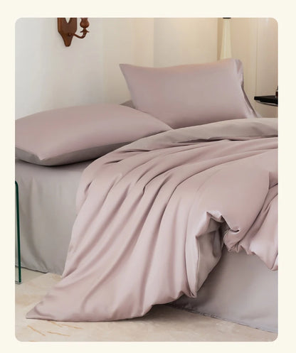 Luxury Bedding Set with Duvet Cover Silk Cotton Duvet Cover Bed Sheet Solid Color bedsheets full set 4 pcs Queen King Size