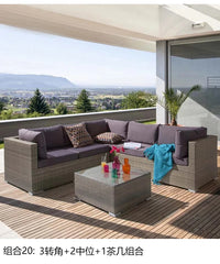 Terrace Modern Garden Sofas Outdoor Combination Courtyard Nordic Garden Sofas Waterproof Pe Rattan Furniture Sofá Jardín MHHYSF