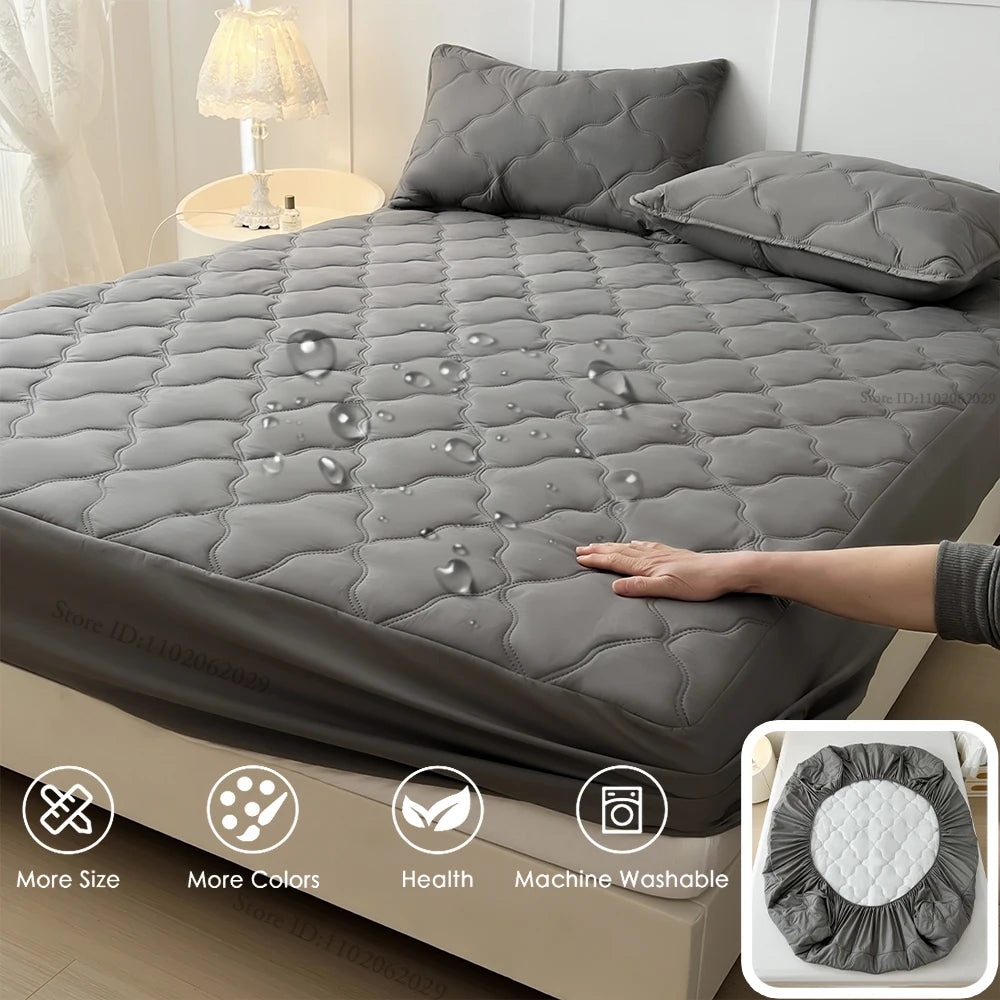 Fitted Bed Sheet Protector Breathable Waterproof Bedspreads Cover Anti-mite Anti-bacterial