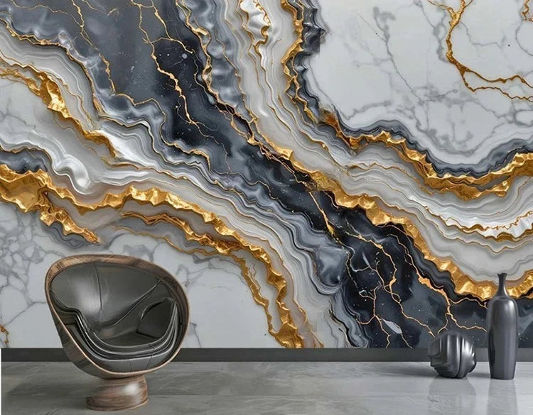 Custom Modern Abstract Marble Wallpaper Mural 3D Wallcoverings Elegant Wall Art Decor Background for Living Room Bedroom Office