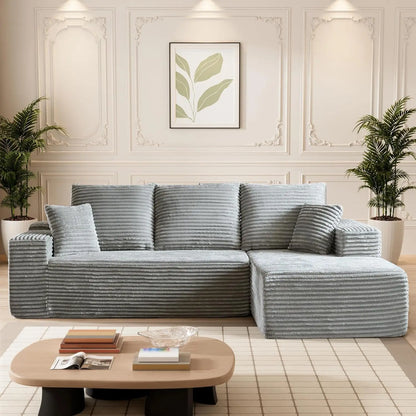 Modular Sectional Sofa Cloud Sectional Couch, 107" Comfy Fluffy L Shaped Dark Grey Couches for Living Room, Deep Seat