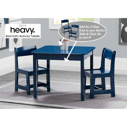 Kids Wooden Table and Chair Set with 2 Chairs, Deep Blue Color, Sturdy for Toddlers Ages 3+