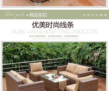 Outdoor Open-air Garden Sofas Hotel Backrest Modern Leisure Garden Sofas Balcony Pe Rattan Furniture Sofá Do Jardim MHHYSF