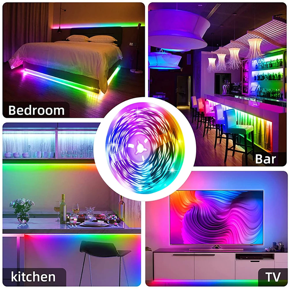 LED Strip Lights RGBIC 5050 LED Strips Commercial Grade Waterproofing App Control Tape Light For Bedroom Room Kitchen Bar