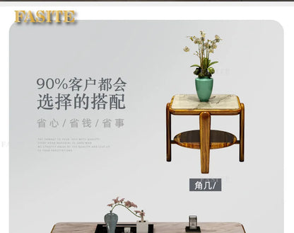 Leather sofa combination home living room corner first layer cowhide modern new Chinese furniture