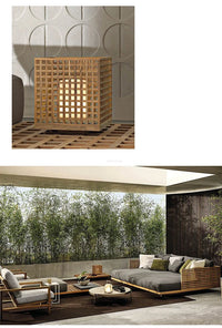 Solid Wood Rattan Sofa Home Leisure Patio Furniture B&B Villa Nordic Sofa Chair Combination Luxury Outdoor Garden Furniture Sets