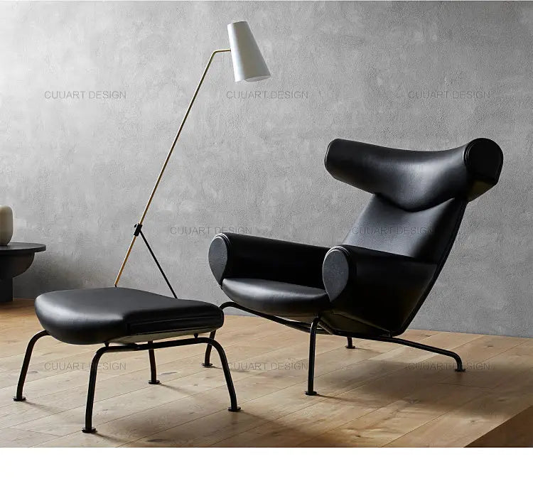 QQSingle light luxury sofa chair minimalist leather balcony living room lounge chair