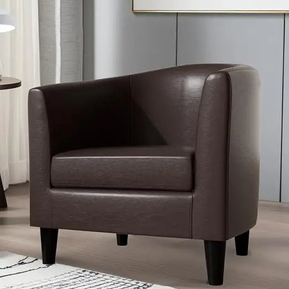 Living Room Chairs with Soft Padded, Barrel Chairs with Solid Wood Legs, Easy Assembly, Leather Chair for Living Room/Bedroom/Re