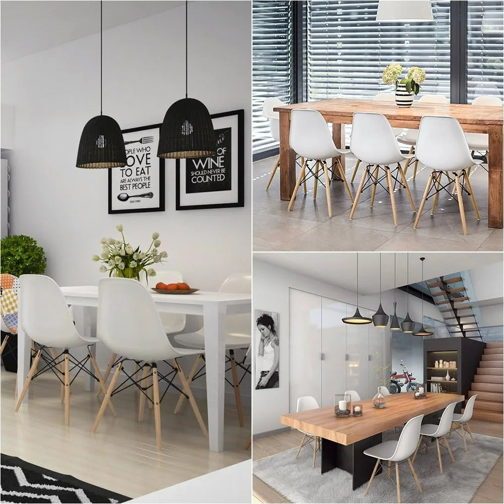 Furmax Modern Style Dining Chair Mid Century Modern DSW Chair, Shell Lounge Plastic Chair for Kitchen Chairs Set of 4(White)