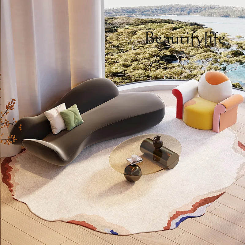 Beauty salon sofa light luxury high sense curved rest area reception special-shaped living room small apartment