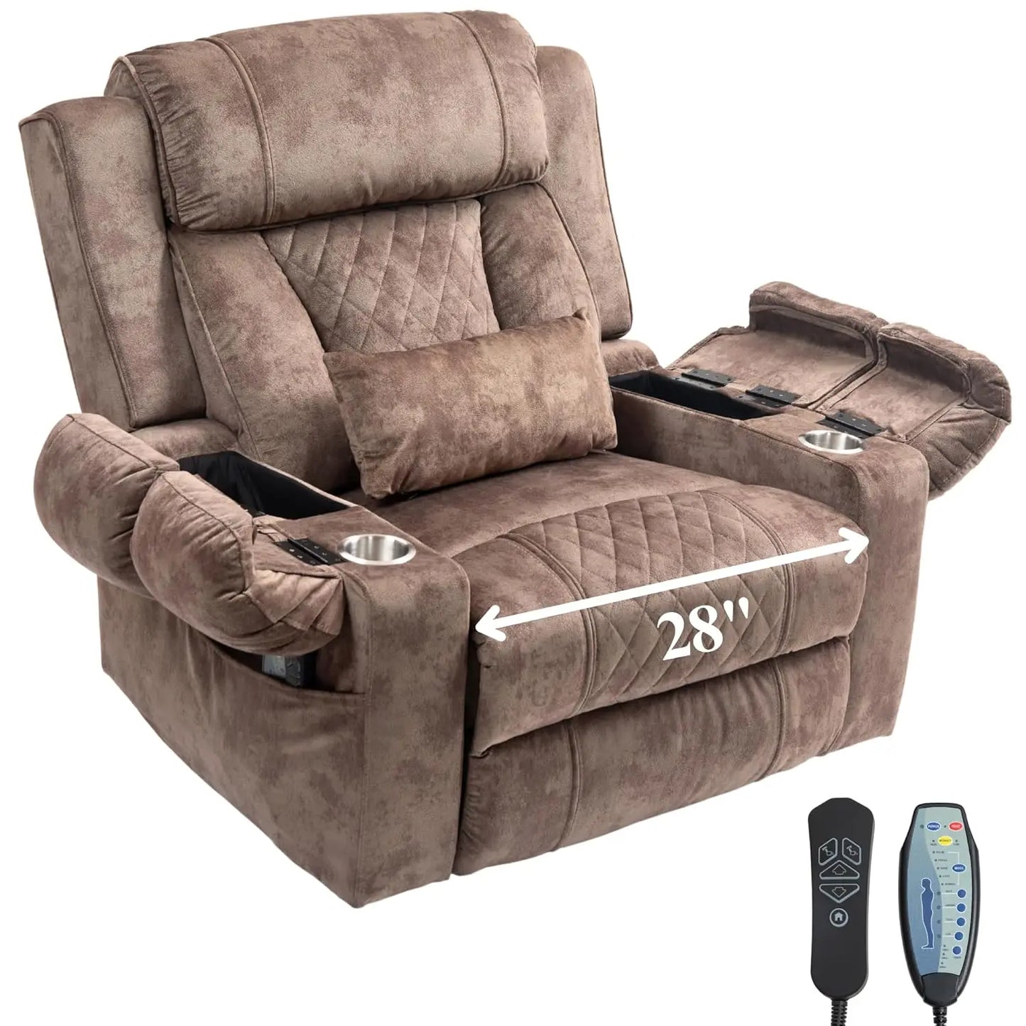 Dual Motor Power Lift Recliner for Elderly Adults with Heat Massage Lay Flat Feature Wireless Remote Cup Holder Customizable