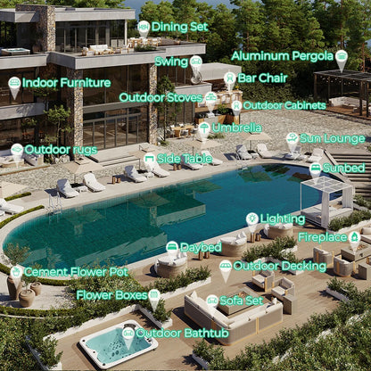 Metal Poolside Furniture Outdoor Garden Sofas Luxury Couches Set Modern Aluminum L Shape Sofa Outdoor Sofa Set Garden Furniture