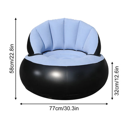 1PC Thickened PVC Inflatable Sofa Ergonomic Design for Comfortable Seating Experience, Foldable Flocking Garden Sofa