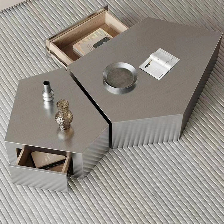 Light Luxury Bronze Brushed Coffee Table Creative Stainless Steel Living Room Shaped Coffee Table