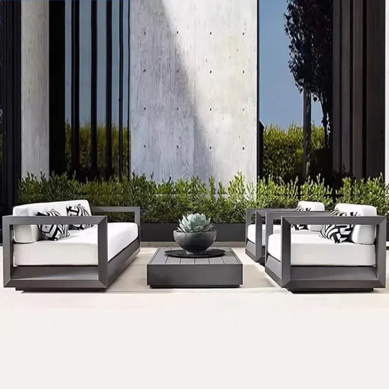 Aluminum Outdoor Sofa Furniture Set Luxury Villa Patio Leisure Sofa Chair