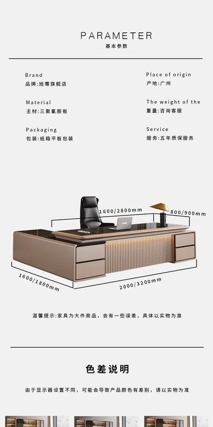 luxury Computer Office Desk Standing L Shaped Writing Boss Table Lift Up Table Gaming Sedentary Filing Cabinet Boss Furniture