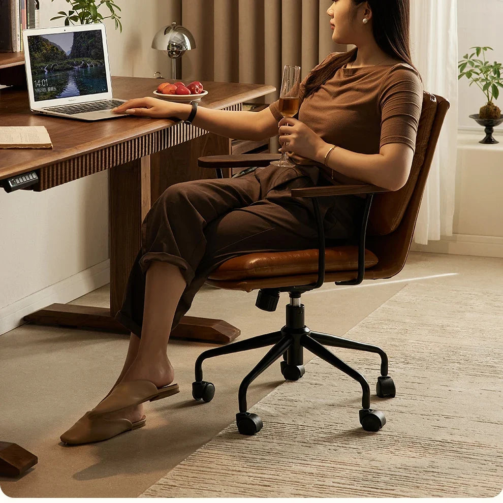 O Black Walnut Book Chair Computer Chair Ergonomic Office Book Chair Comfortable And Sedentary Backrest Lifting And Rotating