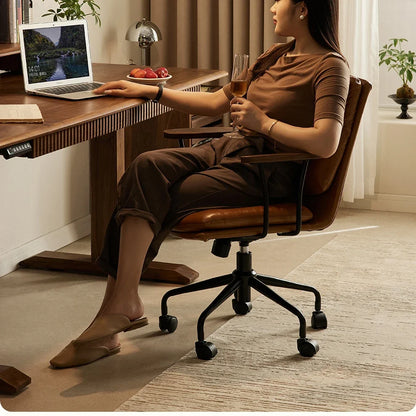 O Black Walnut Book Chair Computer Chair Ergonomic Office Book Chair Comfortable And Sedentary Backrest Lifting And Rotating