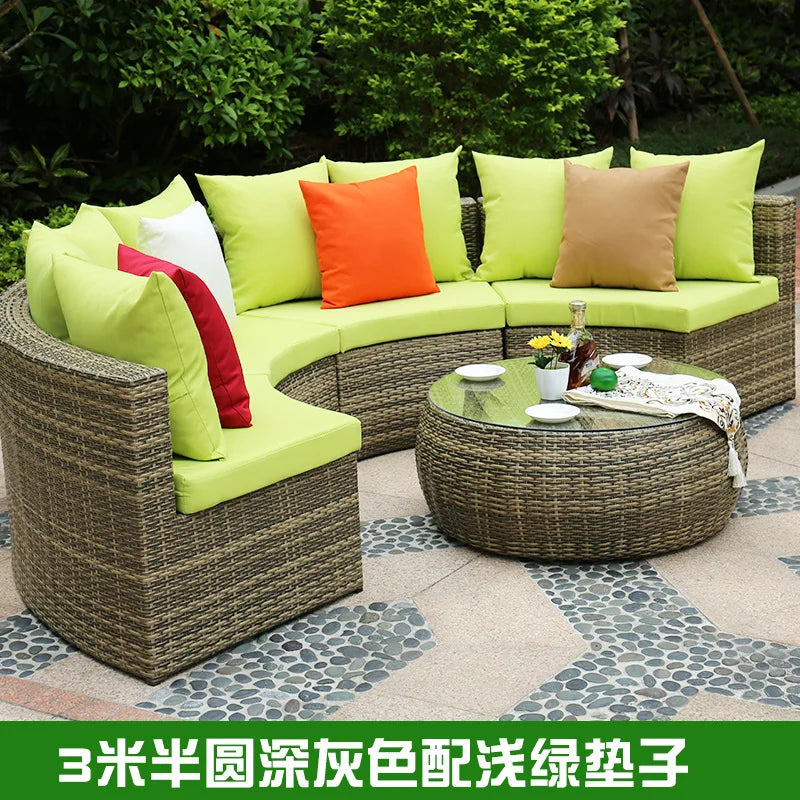 Outdoor circular rattan combination hotel curved living room sofa