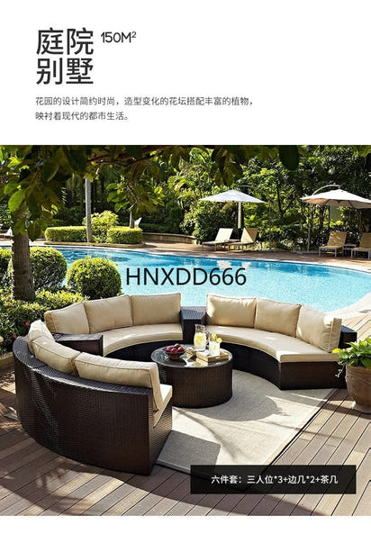 Outdoor sofa combination courtyard garden balcony leisure rattan chair