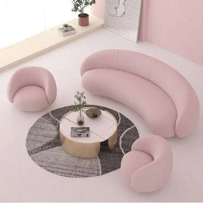 Nordic arc three-person reception sofa, special-shaped office, lambswool wedding dress studio, photo studio, single