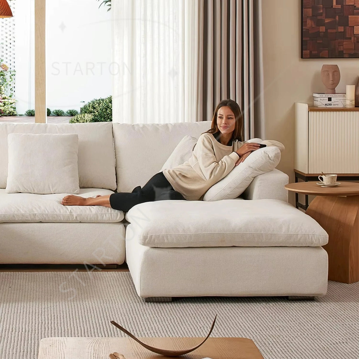 Modern Indoor Couch Top Comfortable Furniture Cloud U Sectional Fabric Sofa Modular Living Room Sofa