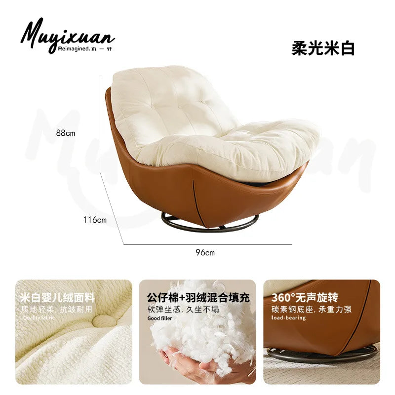 Medieval Style Rotating Nest Chair for Living Room Balcony Home Decor Luxury Fabric Lazy Leisure Single Sofa Chair