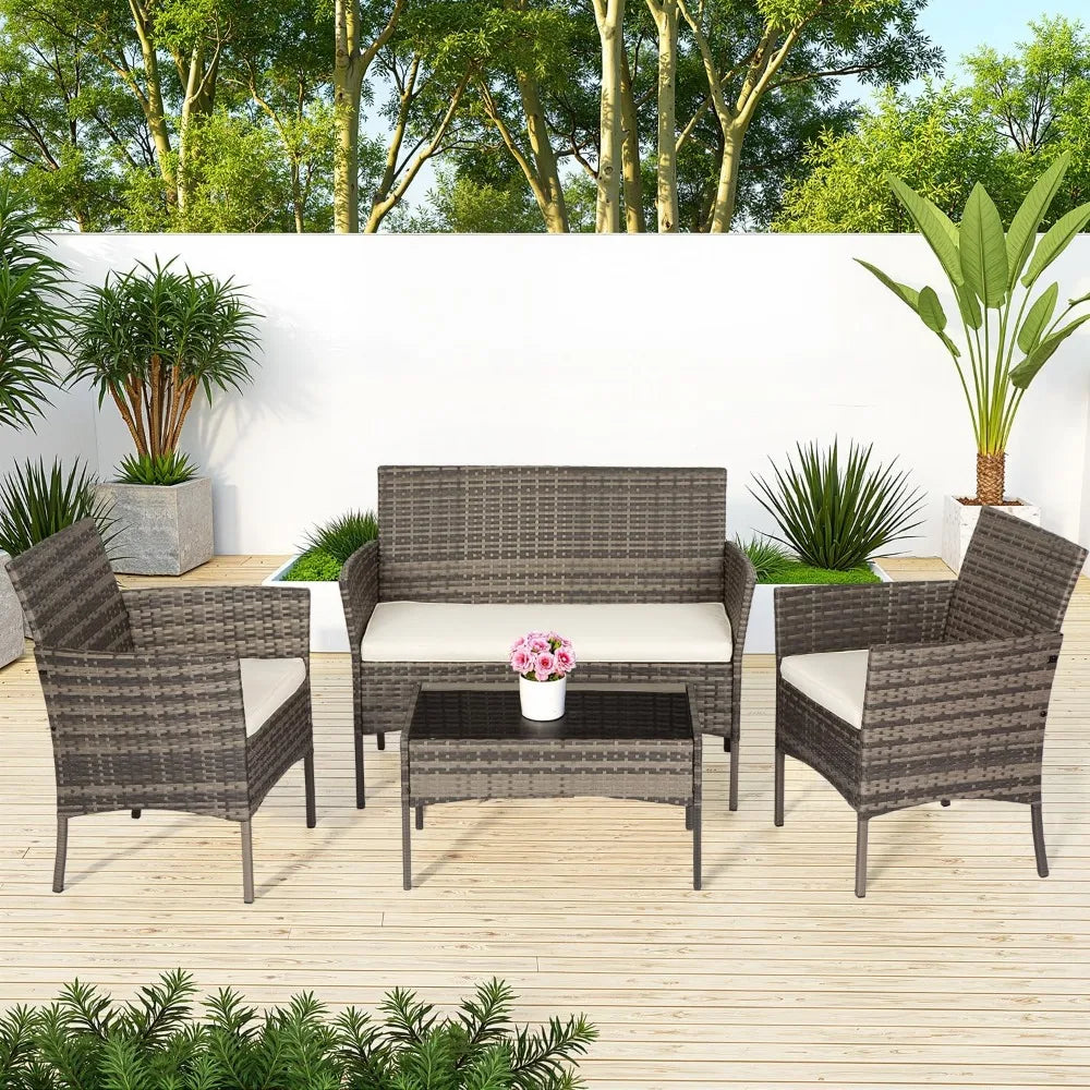 outdoor patio furniture set wicker patio set pe rattan furniture bistro set for outdoor indoor use with loveseats coffee table,