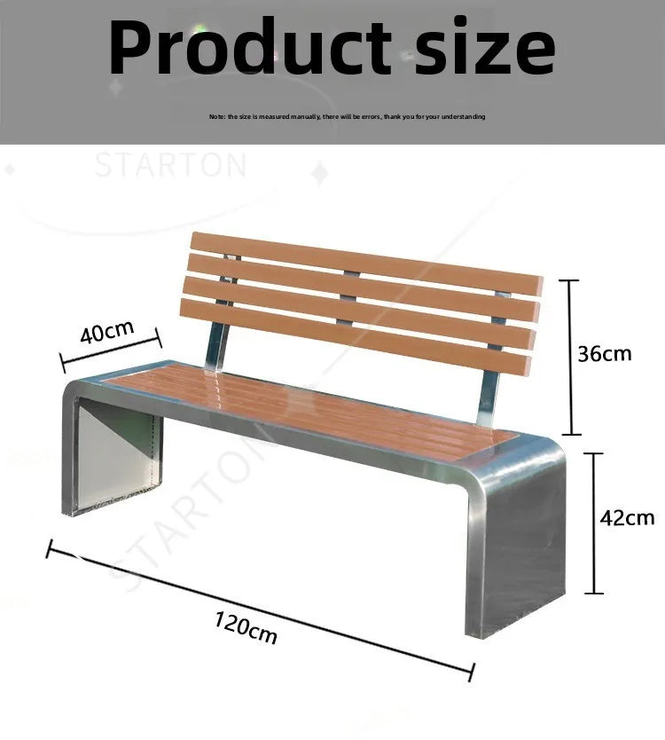 Dossier de jardin en fer forgé, banc de loisirs solide Anti-Corrosion, banc d'extérieur moderne en acier inoxydable, plastique et bois, Patio Park