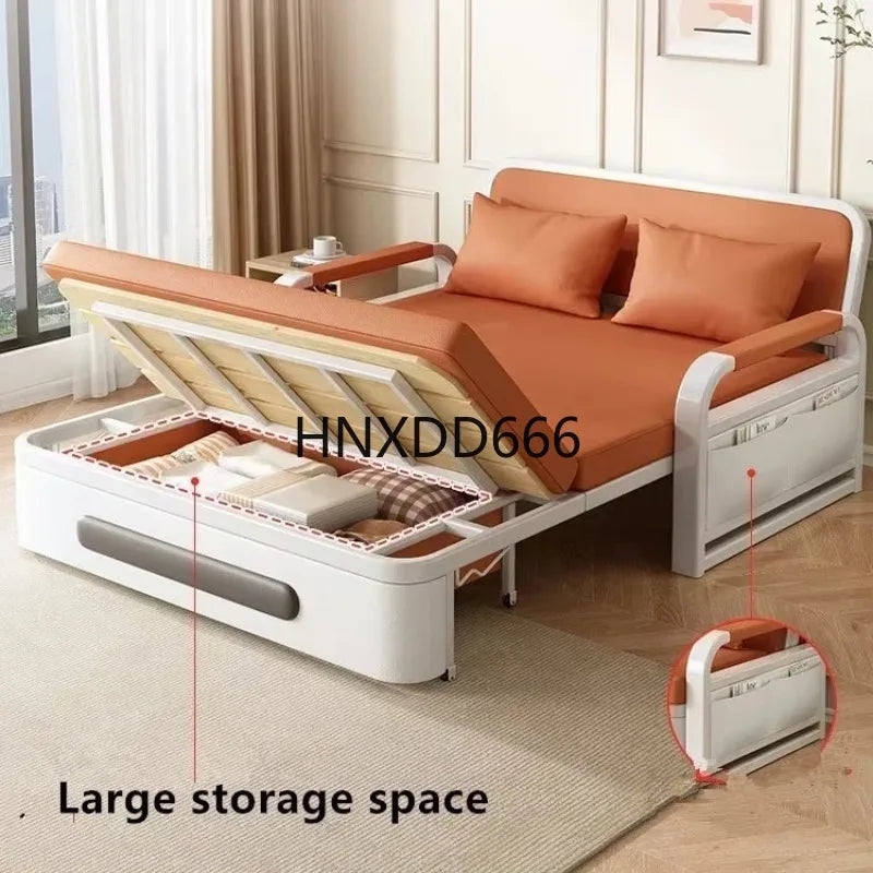 Apartment Furniture Sleeper Sofa Chair Recliner Lounge Couches Metal Frame Foldable Sofa Cum Bed Storage Modern Folding Sofa