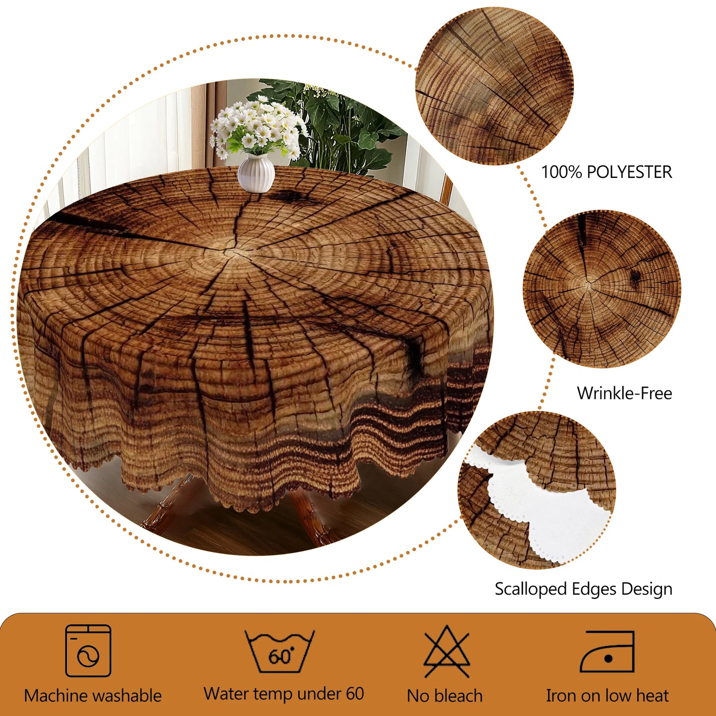 Retro Wooden Board Theme Tablecloth, Wooden Pattern Design, Country Farmhouse Style