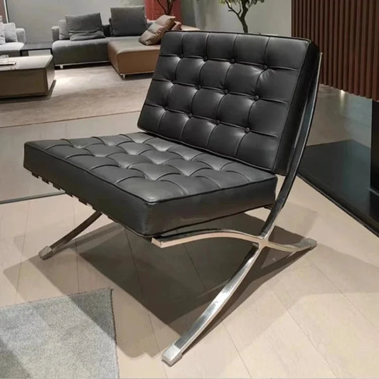 Comfortable Ergonomic Living Room Chair with Genuine Leather Backrest for Study, Cafe, and Gaming Use