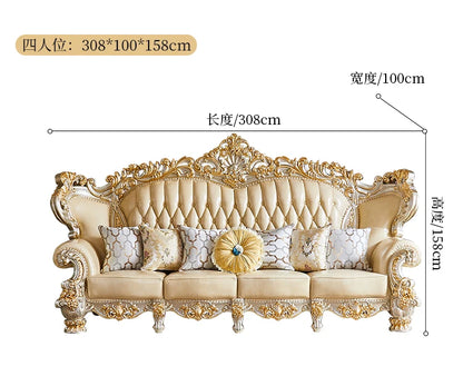 Luxury Couch Living Room Sofa Genuine Leather Solid Wood Living Room Sofa Elegant Europe Canape Salon Home Furniture