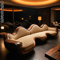 North American light luxury style solid wood three-person sofa high-end living room light luxury furniture