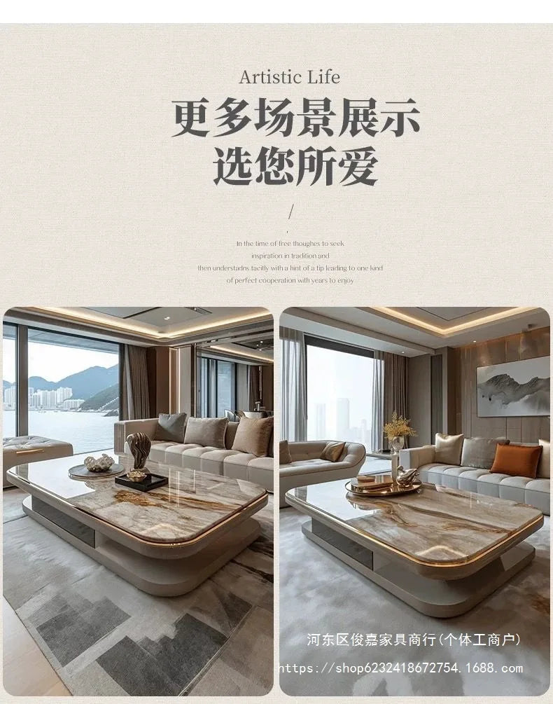 Light luxury modern coffee table microcrystalline stone high-end home high-end new living room villa marble lengthening