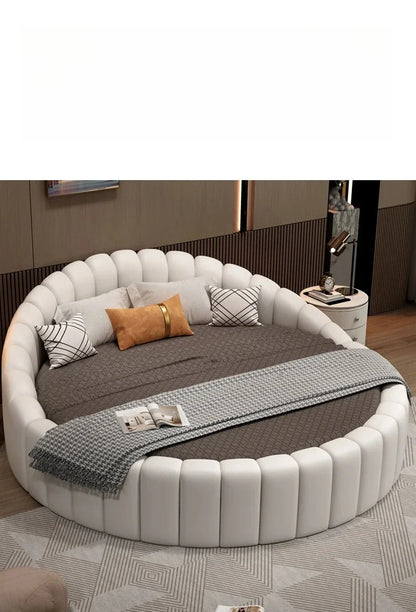 W round Bed Double Modern Simple round Leather Princess Large and Small Apartment Type Master Bedroom Marriage Bed Hotel